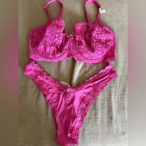 VICTORIAs SECRET DREAM ANGELS push up without Padding Bra thong set 38DDD/XL NWT